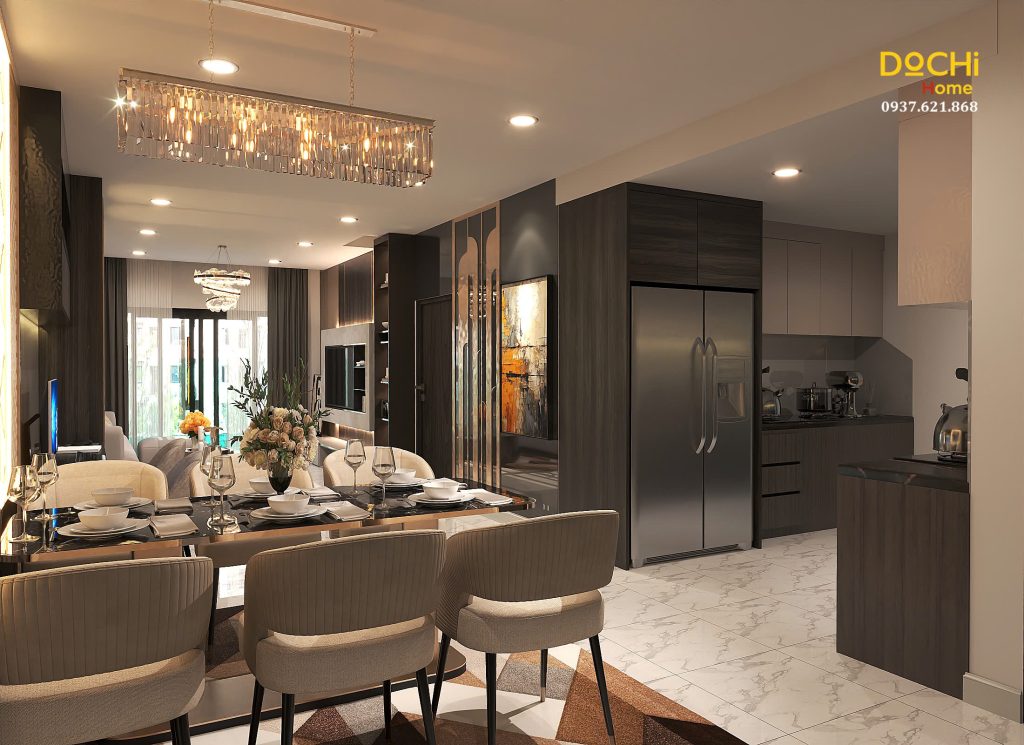 Bố trí nội thất phòng bếp căn hộ 110m2