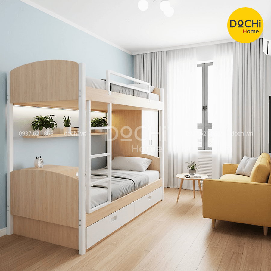 Mẫu thiết kế nội thất căn hộ 30m2 sử dụng giường tầng