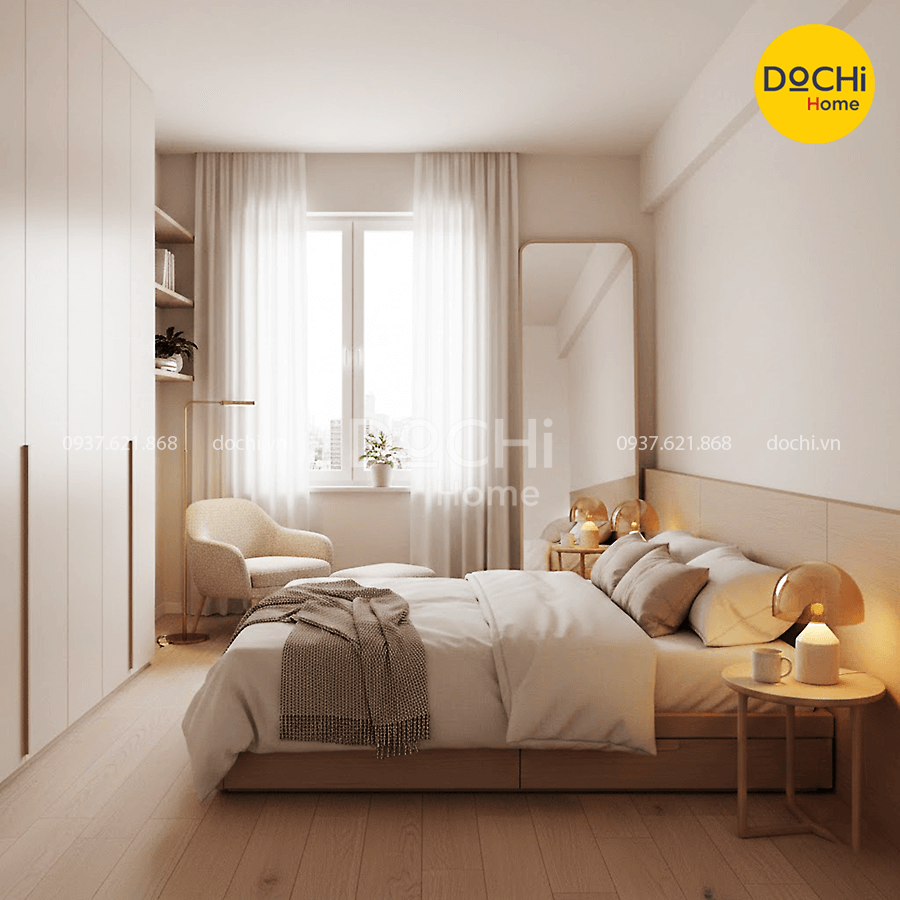 Mẫu thiết kế nội thất phòng ngủ căn hộ 30m2