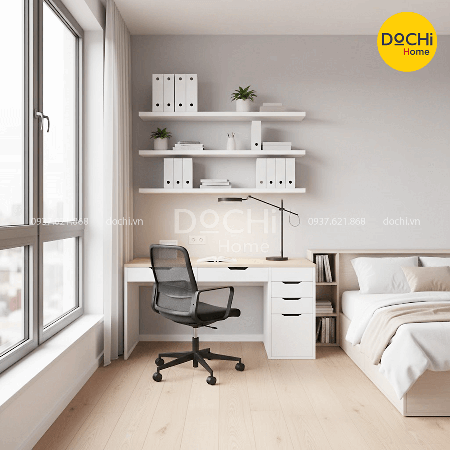 Mẫu thiết kế nội thất căn hộ 30m2 phối hợp không gian làm việc