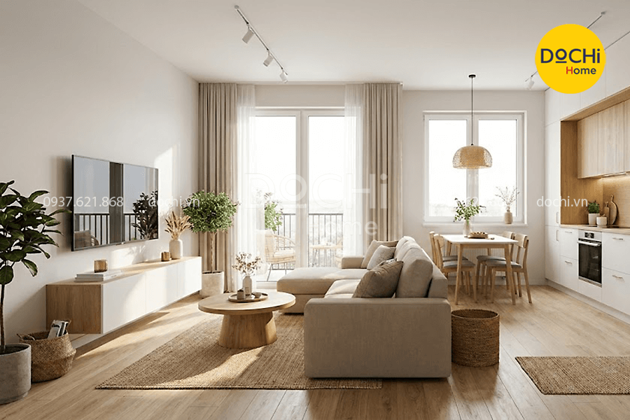 11+ Mẫu thiết kế nội thất căn hộ 55m2 đẹp và đầy đủ tiện nghi