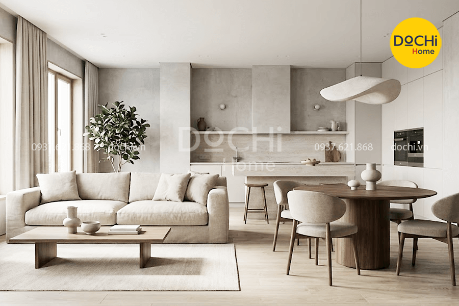 Mẫu thiết kế nội thất căn hộ 110m2 tối giản tinh tế