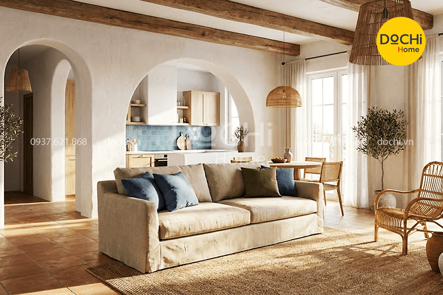 Mẫu thiết kế nội thất căn hộ 110m2 phong cách Địa Trung Hải