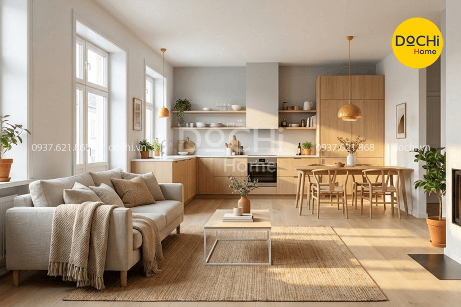 Mẫu thiết kế nội thất căn hộ 110m2 phong cách Scandinavian