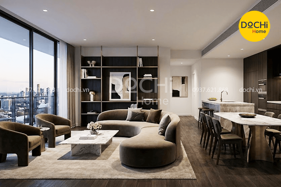 Mẫu thiết kế nội thất căn hộ 110m2 hiện đại, sang trọng