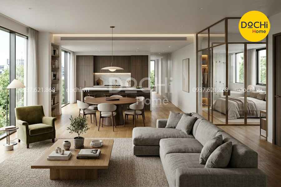 Bố trí căn hộ 130m2 2 phòng ngủ