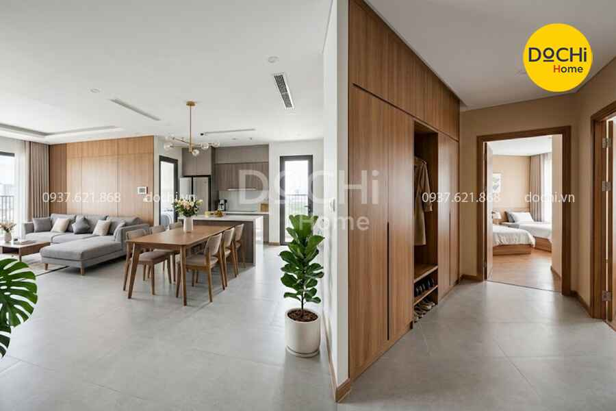Bố trí nội thất chung cư 130m2 3 phòng ngủ