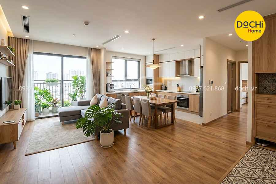 Bố trí chung cư 130m2 đầy đủ tiện nghi cho gia đình