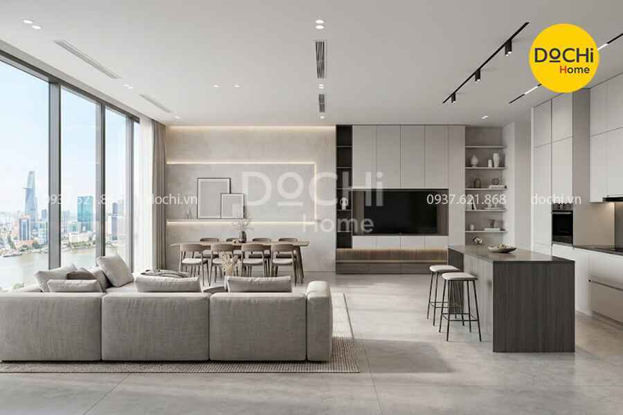 Mẫu thiết kế nội thất chung cư 78m2 phong cách hiện đại