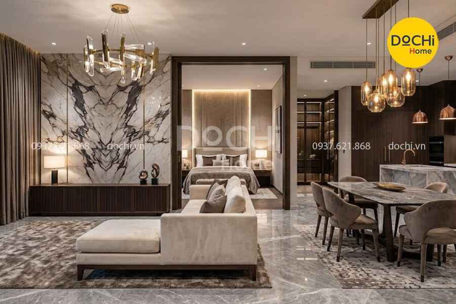 Thiết kế chung cư 130m2 phong cách Luxury ấn tượng