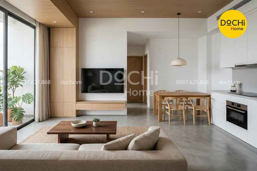 Thiết kế nội thất nhà chung cư 130m2 phong cách tối giản