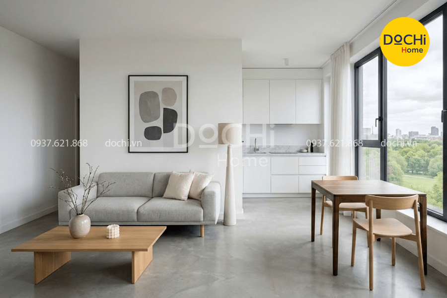 Mẫu thiết kế nội thất chung cư 66m2 phong cách tối giản