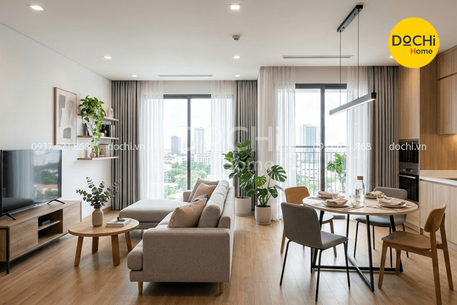 Mẫu thiết kế nội thất chung cư 67m2 phong cách hiện đại