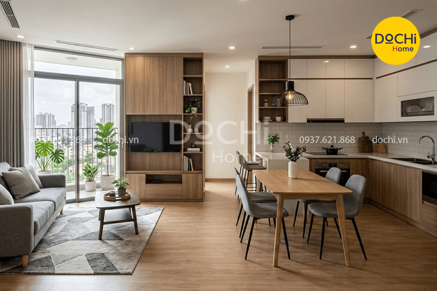 Mẫu thiết kế nội thất chung cư 72m2 hiện đại