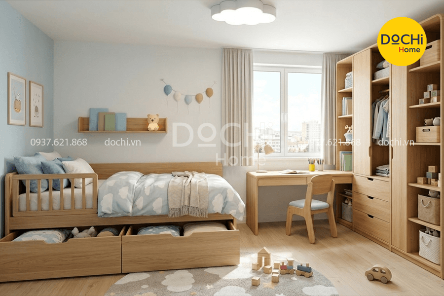 Bố trí nội thất phòng ngủ cho bé