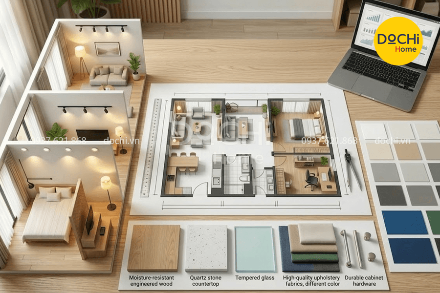 Các yếu tố quan trọng khi thiết kế nội thất căn hộ 75m2