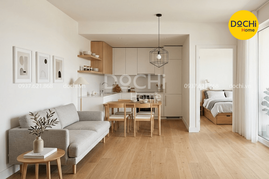 Mẫu thiết kế nội thất chung cư 76m2 theo phong cách tối giản