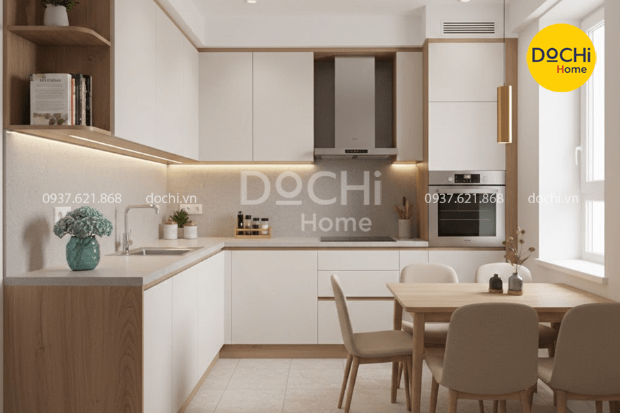 Bố trí nội thất bếp tiện nghi, ngăn nắp