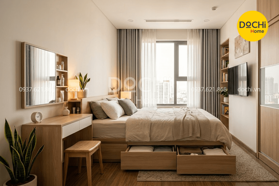 Bố trí nội thất phòng ngủ thông minh, tối ưu diện tích