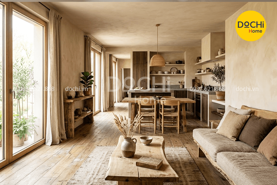 Phong cách Wabi Sabi mộc mạc, gần gũi với thiên nhiên