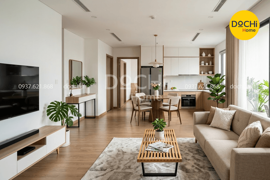 Mẫu thiết kế nội thất chung cư 85m2 3 phòng ngủ