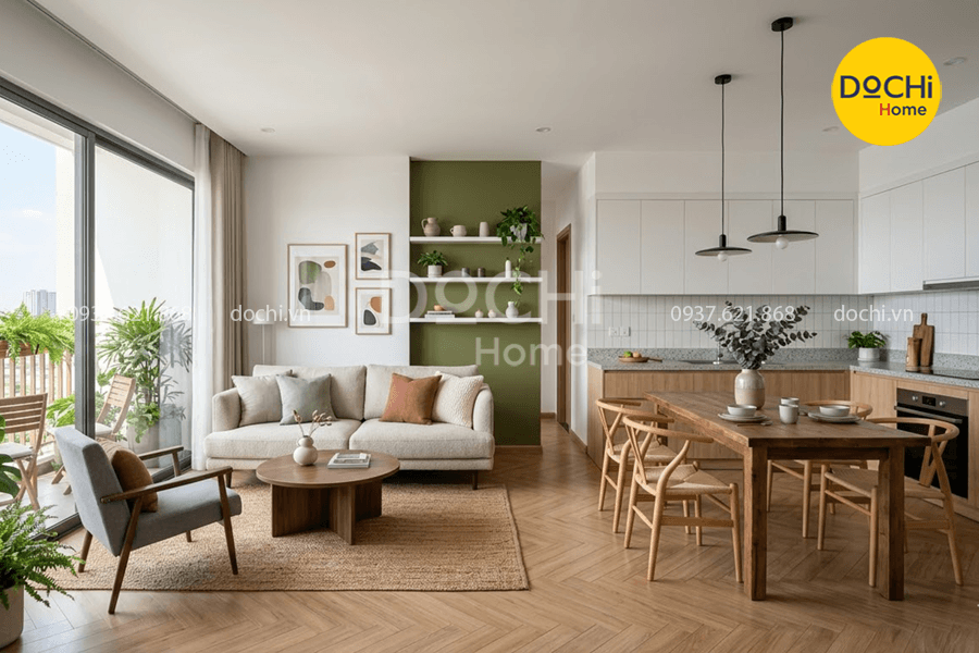 Mẫu thiết kế nội thất chung cư 85m2 2 phong cách Bắc Âu