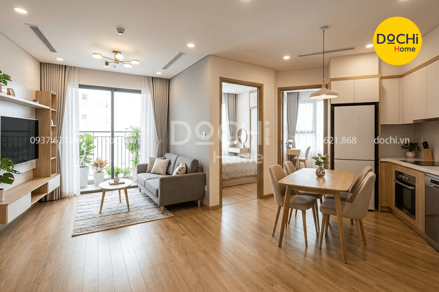 Mẫu thiết kế nội thất chung cư 86m2 2 phòng ngủ