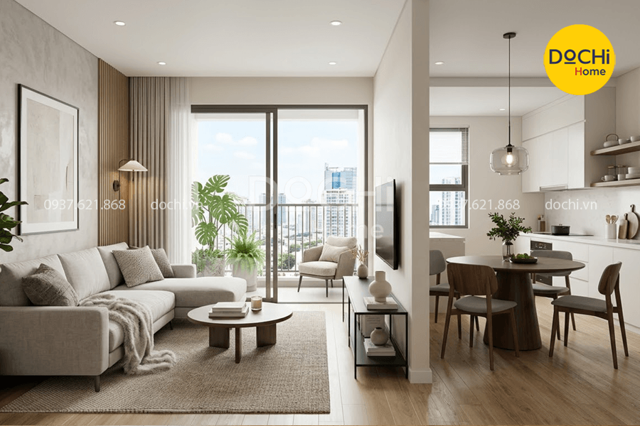 Mẫu thiết kế nội thất chung cư 86m2 hiện đại