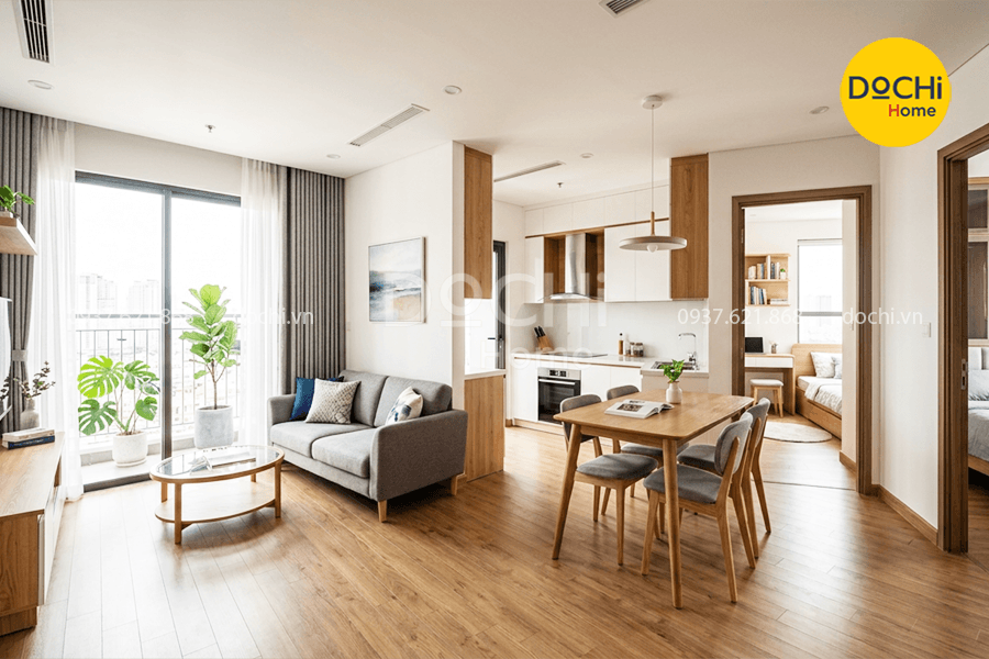 Mẫu thiết kế nội thất chung cư 96m2 2 phòng ngủ