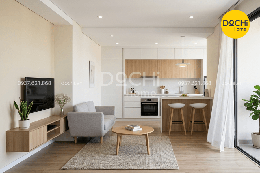 Mẫu thiết kế nội thất căn hộ 40m2 hiện đại