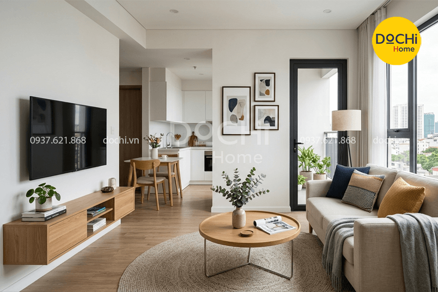 Thiết kế nội thất phòng khách cho căn hộ 40m2