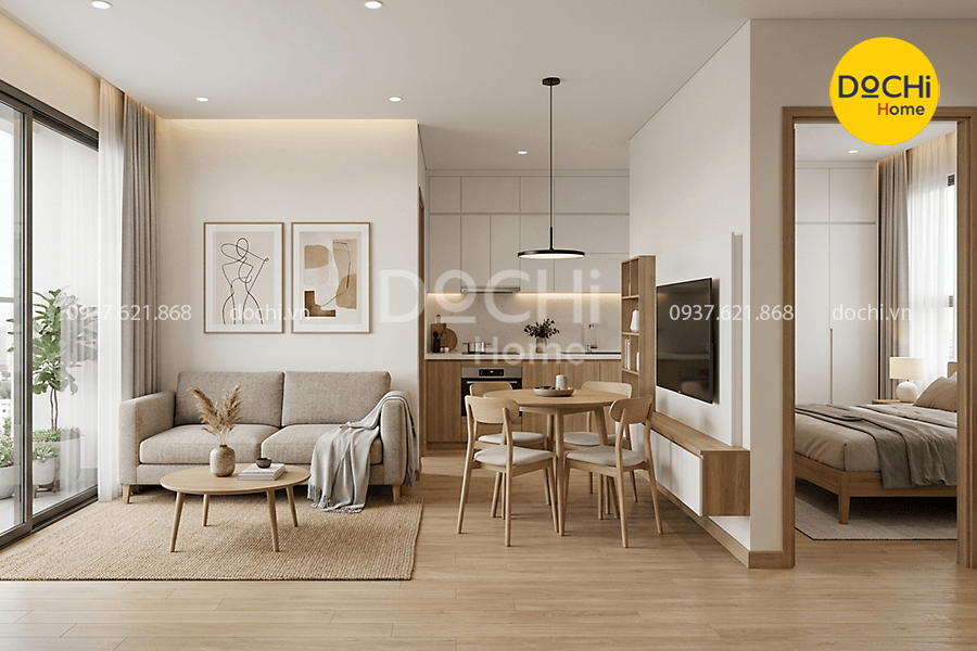 Mẫu thiết kế nội thất căn hộ 65m2 tối giản mà tinh tế