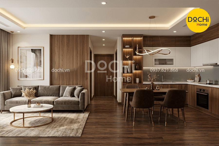 Mẫu thiết kế nội thất căn hộ 65m2 phong cách sang trọng