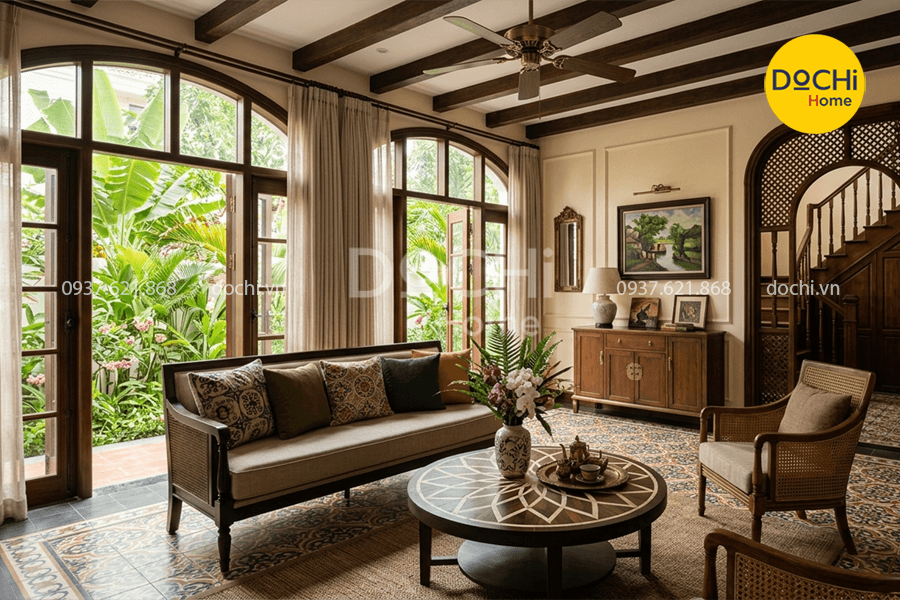 Phong cách thiết kế nội thất nhà phố Indochine