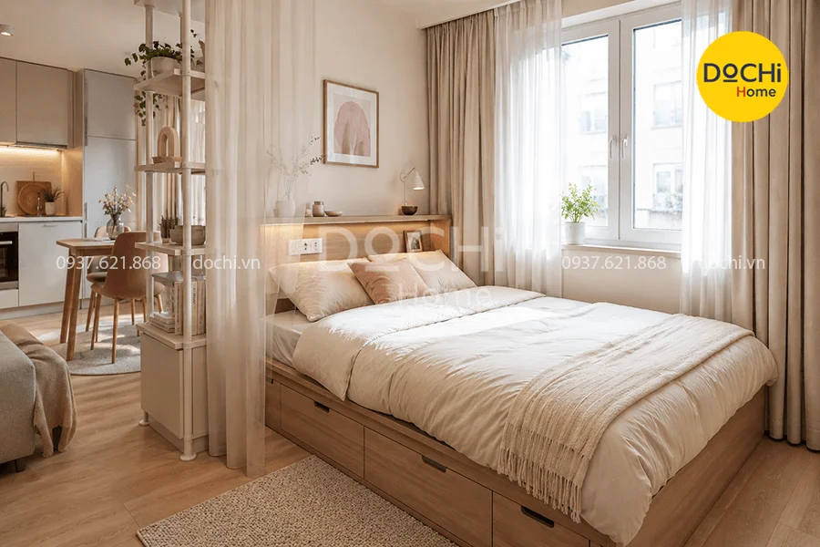 Thiết kế phòng ngủ căn hộ 15m2 thoải mái