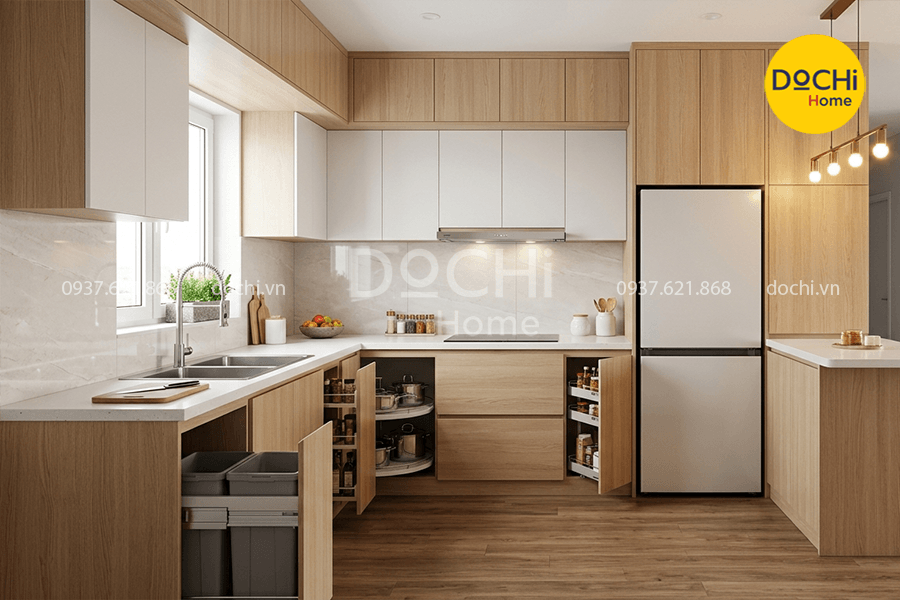 Bố trí nội thất bếp thông minh chung cư 52m2