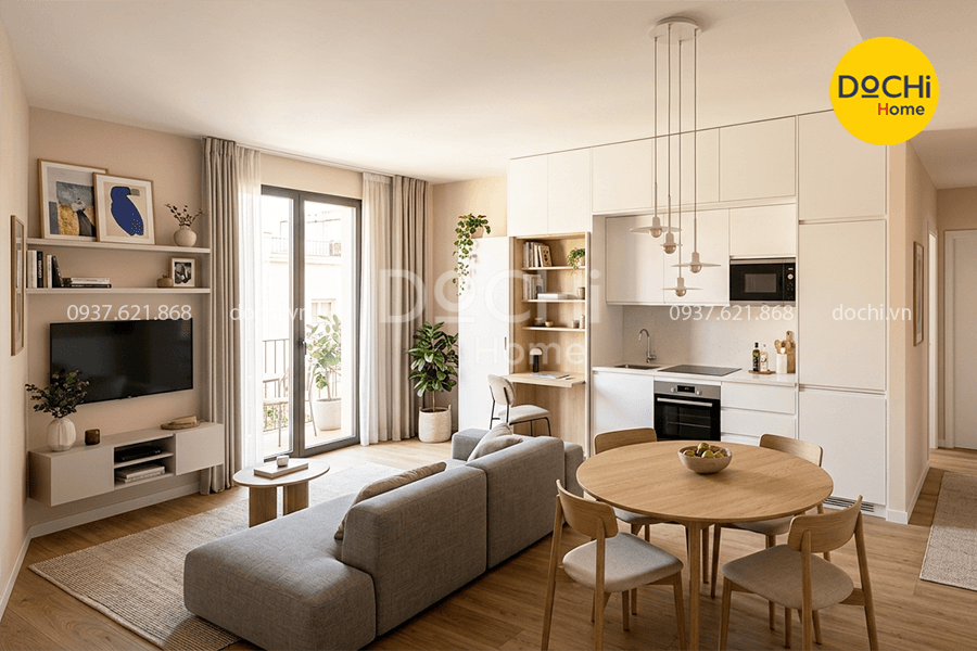 17+ Mẫu thiết kế nội thất chung cư 52m2 đẹp đầy đủ tiện nghi