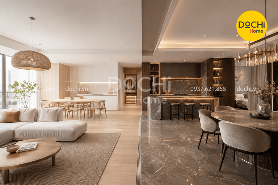 Các yếu tố ảnh hưởng tới giá thi công nội thất chung cư 120m2