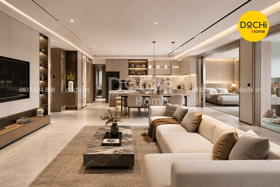 Mẫu thiết kế nội thất chung cư 120m2 phong cách hiện đại