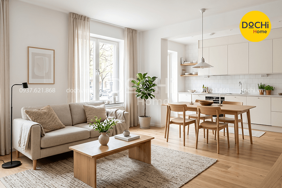 Mẫu thiết kế nội thất chung cư 120m2 phong cách Scandinavian
