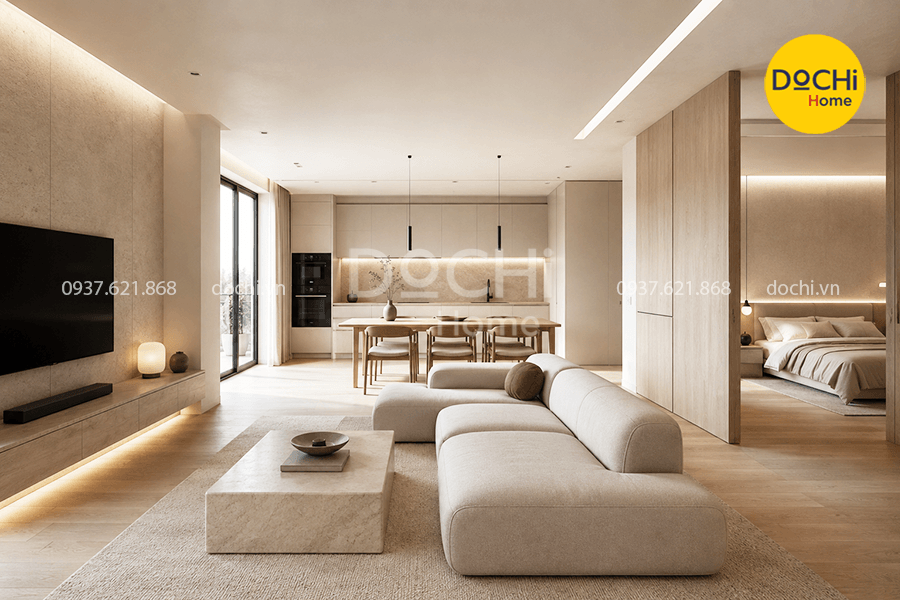 Mẫu thiết kế nội thất chung cư 120m2 phong cách tối giản
