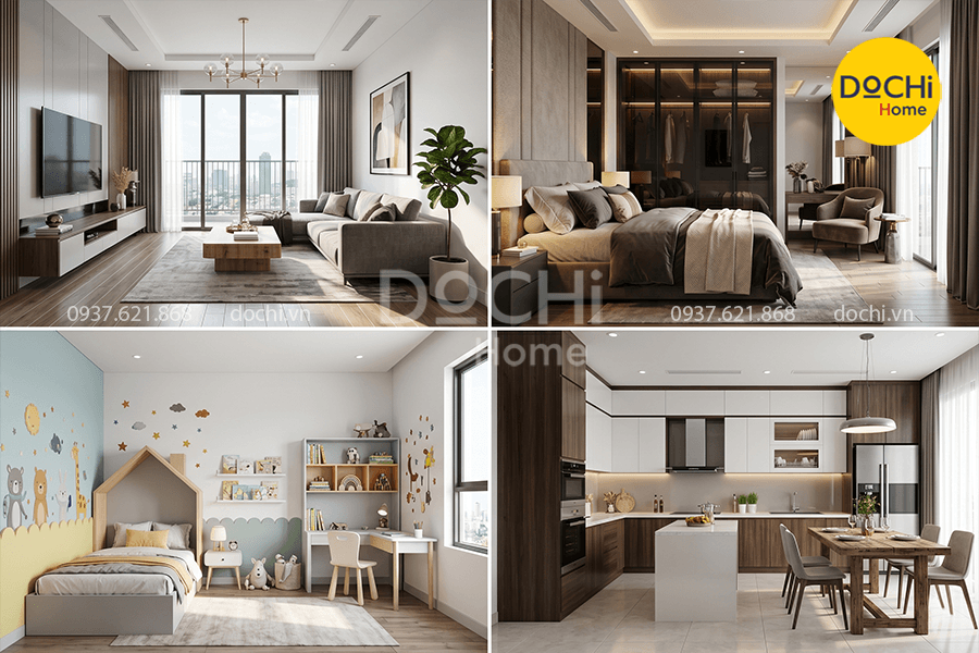 Mẫu thiết kế nội thất chung cư 150m2 theo từng phòng