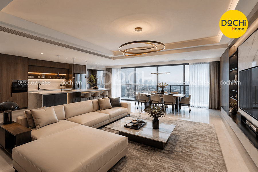 Mẫu thiết kế nội thất chung cư 150m2 phong cách hiện đại