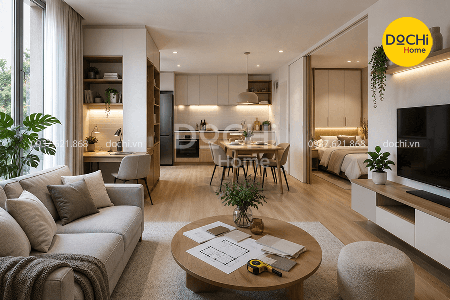 Kinh nghiệm hữu ích khi thiết kế nội thất căn hộ 58m2
