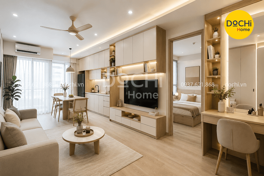 Kinh nghiệm hữu ích khi thiết kế nội thất căn hộ 58m2