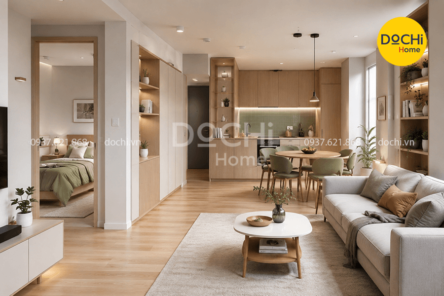 15+ Mẫu thiết kế nội thất căn hộ 58m2 tối ưu không gian tiện nghi