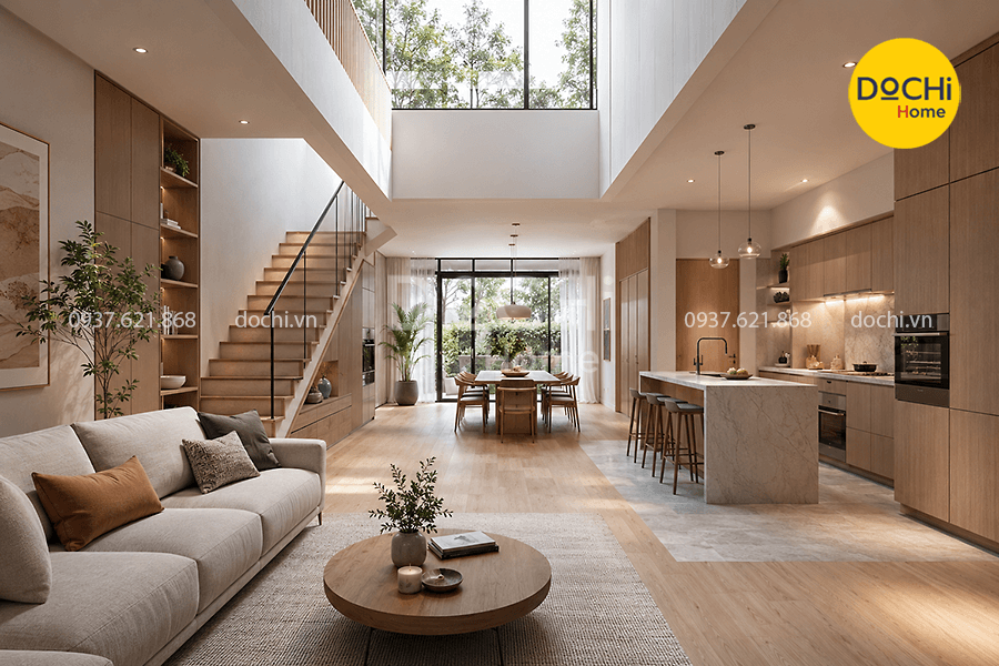 Các yếu tố cần lưu ý khi thiết kế nội thất nhà phố 2 tầng