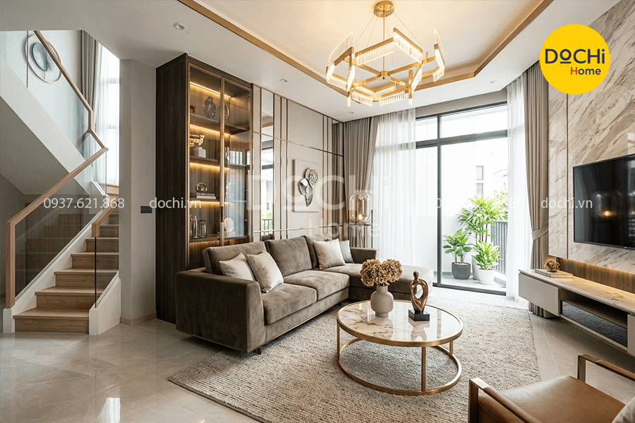 Mẫu thiết kế nội thất nhà phố 2 tầng phong cách Luxury