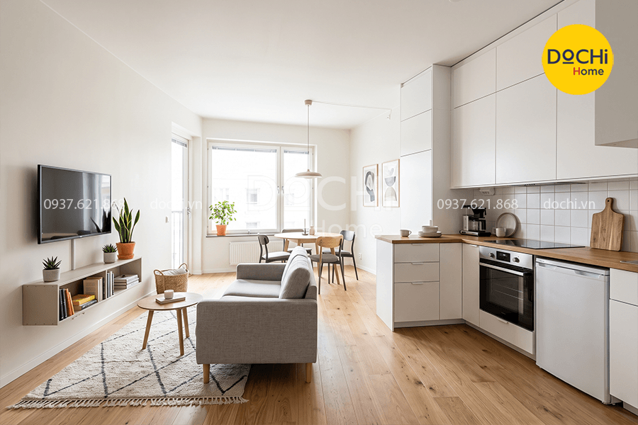 Gợi ý mẫu thiết kế nội thất căn hộ 59m2 đẹp, tối ưu diện tích theo phong cách