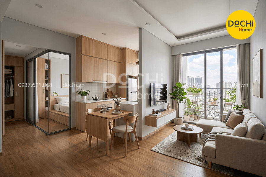 Bố trí nội thất tối ưu diện tích cho căn hộ 59m2